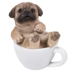 ウービア WOOBIA リラックスパグのティーカップ　小　置物 犬 ドック インテリア