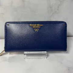 Samantha Thavasa Petit Choice サマンサタバサ プチチョイス　ラウンドファスナー長財布　ネイビー　ゴールドロゴ　レザー