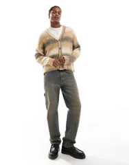 【送料無料】 コットンオン メンズ カーディガン アウター Cotton On boxy fit knit cardigan in latte ombre LATTE OMBRE