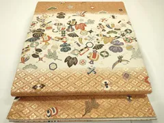 平和屋着物●老舗機屋　織匠万勝織物　北山綴れ　六通柄袋帯　宝尽くし　金銀糸　正絹　逸品　DAAT3433fe