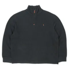 ポロラルフローレン POLO RALPH LAUREN 00s 2000年代 ハーフジップ コットンニット ロゴ 刺繍 ワンポイント 定番 ハイネック USA アメリカ ヴィンテージ 古着 メンズ セーター ブラック 黒 L【中古】