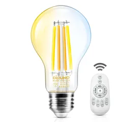 新品 DiCUNO LED電球 E26口金 60W形相当 6W フィラメント電球 800lm 調光 調色 リモコン付き 電球色 昼白色 昼光色 全方向タイプ 遠隔操作 エジソン クリアタイプ 省エネ PSE認証済み A60 1個入（電池別売）