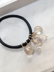 クリアなレジンボールのヘアゴム・イエロー