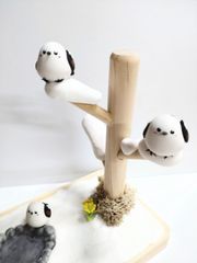 シマエナガ　ふきのとうと福寿草