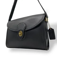 希少 COACH オールドコーチ ヴィンテージ 黒 ブラック ターンロック ゴールド金具 斜め掛け USA製 オールレザー グラブタンレザー クロスボディ Devon Bag 9908 U14