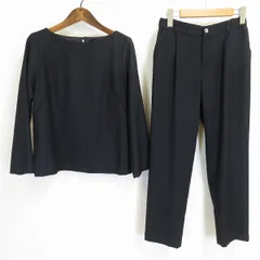 #w ニューヨーカー NEWYORKER セットアップ 9R 61-89 紺 黒 パンツスーツ ビジネス ウール 毛 レディース [963089] k01