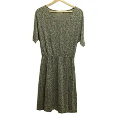 ビューティアンドユース ユナイテッドアローズ ワンピース レディース - カーキ×ライトグレー クルーネック/半袖/ロング