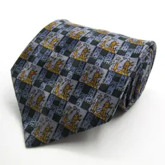 フランコバレンチノ ブランド ネクタイ シルク チェック柄 総柄 人 PO メンズ ブラック FRANCO VALENTINO 【中古】