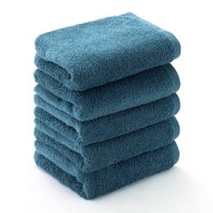 【人気商品】約34×80cm 002 プチプラタオル 薄手 軽い セルリアンブルー [エアリー] 5枚セット フェイスタオル 吸収 ふんわり タオルファクトリーラボ