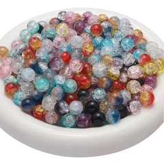 10mm イヤリングの作成に適しています ネックレス 装飾やブレスレット 初心者 手芸材料 カラフルビーズセット 穴径約1mm 装飾ビーズ部品 光沢のあるカラフルなビーズ 丸いビーズ 透かしビーズ 【100個入り】 重さは約130g ガラスビーズ ガラスビーズ