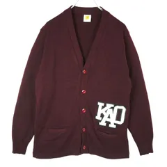 A+スクールカーディガンセーターカレッジ系ワッペン赤紫ワインレッド臙脂バーガンディ白ホワイトY2Kレトロvintageヴィンテージ40328