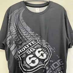新品 ルート66 ROUTE 66 Tシャツ Lサイズ相当 ドライ生地 ロゴTシャツ バイカー バイク バンティー メンズ 半袖 夏服 夏物 おしゃれ かっこいい ブラック 定番 アメリカ アメリカン アメカジ プリント グラフィック USAのサムネイル