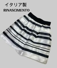 美品 イタリア製 RINASCIMENTO リナシメント チュールフレア スカート 黑白ボーダー S