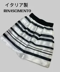 美品 イタリア製 RINASCIMENTO リナシメント チュールフレア スカート 黑白ボーダー Sのサムネイル