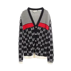 グッチ GUCCI カーディガン GGジャカード ボーダー 523048 コットン カーディガン メンズ Used Aのサムネイル