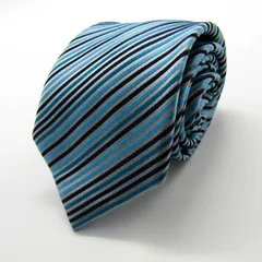 コムサイズム ブランド ネクタイ ストライプ柄 シルク PO メンズ ブルー COMME CA ISM 【中古】