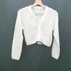 ◇ ⊇ ZARA ザラ ショート丈 長袖 ニットカーディガン サイズ11-12 ホワイト レディース E  【1501160025371】