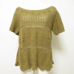 #snc カネコイサオ KANEKO ISAO セーター ニット カーキ系 半袖 鍵編み 花モチーフ バックボタン レディース [950403]