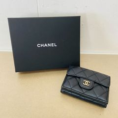 新品同様　美品　CHANEL　シャネル スモールウォレット三つ折財布 ブラック　C2932