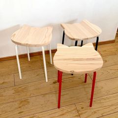 無垢材杉製 ねこスツール 椅子 チェア [T115]