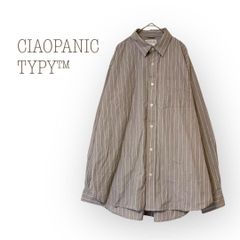 ciaopanictypy チャオパニックティピー【L】 長袖シャツ コットン100% ストライプカジュアル 総柄　オフィス　洗える　ゆったり　大きめ
