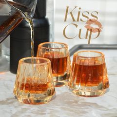 【WBC世界チャンピオン井崎英典氏推奨】KISSCUP コーヒーカップ3点セット。テイスティングカップ、エスプレッソカップ45ml。父の日ギフトに最適。火傷防止、耐熱、保温保冷性。おしゃれなデミタスカップ。結婚祝い、還暦祝い、誕生日プレゼントに人気。アンバー