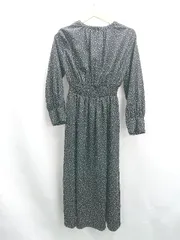 ◇ ⊂ NATURAL BEAUTY BASIC ドット柄 長袖 ロング ワンピース サイズM ブラック ホワイト レディース E  【1504240004785】