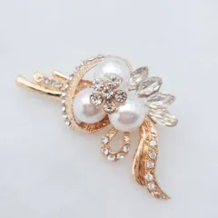 ブローチ パール コサージュ リーフB ゴールド 卒業式 入園式 結婚式