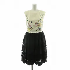 チェスティ Chesty ノースリーブワンピース ひざ丈 フラワーモチーフ 刺繍 0 ブラック ホワイト 0S534 /NQ