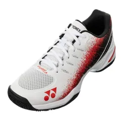 YONEX ヨネックス パワークッションチームワイドGC ホワイト/レッド 24.5 SHTTWGC 114 | テニス用品 靴 くつ オムニ・クレーコート用 テニスシューズ ソフトテニスシューズ 衝撃吸収性 反発性 軽量 着地安定性 通気性 クッション性 メ