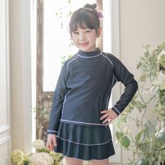 【黒×紫】男女兼用長袖スクールラッシュガード　ファスナーなしかぶりタイプ TAK　キャサリンコテージ