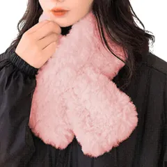 [ALVEIN] ティペット クロスマフラー ネックウォーマー ふわふわ もこもこ マフラー レディース インサートタイプ 差し込み 防寒 プレゼント (ピンク) [ピンク]
