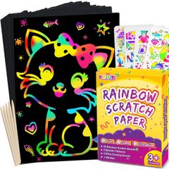 pigipigi Scratch Paper Art for Kids - 59 Pcs Magic Rainbow Scratch Paper Off Set Scratch Crafts Arts Supplies Kits Pads Shee