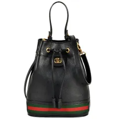 グッチ GUCCI オフィディア ハンドバッグ レザー 610846 ブラック シェリーライン ショルダーバッグ バケットバッグ レディース【中古】