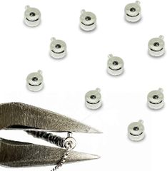 【在庫処分】アクセサリーパーツ かしめ玉 10個 セット 【日本製/つぶさない つぶし玉/ワンプッシュ タイプ/簡単】 留め金具 ワンパッチン テグス ワイヤー ボールチップ 潰し玉 国産 made in japan(シルバー 4mm)
