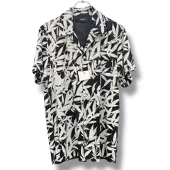 AMIRI　アロハシャツ 白黒 花柄 半袖 柄シャツ モノクロ モノトーン 白黒 アロハシャツ 花柄 植物柄