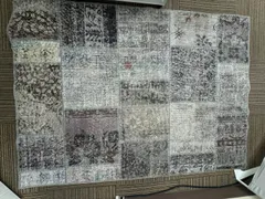 【3日間だけ値下げ】②未使用 トルコ　ラグ　パッチワーク　ヴィンテージ　絨毯 世界にたった1つ。斬新でモダンな『ビンテージパッチワークラグ #03