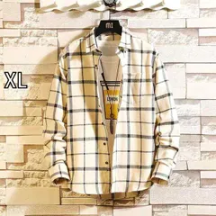 [XL]メンズ ファッション 服  オシャレ シンプル 大人 かっこいい 大きいサイズ ストリート 紳士服  韓国スタイル チェック柄 シャツ レトロ カジュアル 長袖 ジャケット