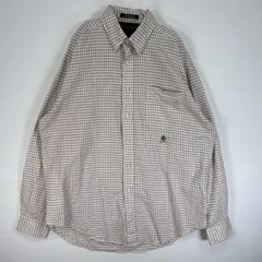 古着 90's/90年代 トミーヒルフィガー TOMMY HILFIGER 長袖シャツ チェック ロゴ 刺繍 ボタンダウン L  ホワイト系 マルチカラー メンズ
