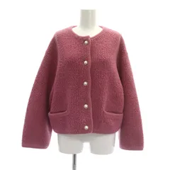 ミラオーウェン Mila Owen 24AW パイル編みショート丈金釦ニットジャケット ノーカラー 1 ピンク /HK ■OS