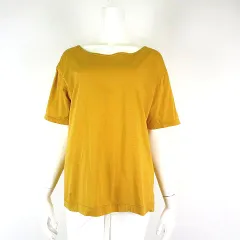 クリスチャンオジャール CHRISTIAN AUJARD Tシャツ カットソー バック ロゴ ラウンドネック コットン 半袖 XL マスタード 山吹色 大きいサイズのサムネイル