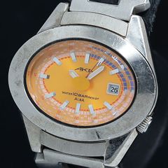 가동 세이코 QZ V782-5A40 AKA 데이트 오렌지 문자판 남성 시계 2000000 MTM