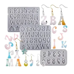 レジン モールド英アルファベット数字ハート型 シリコンモールド UVレジンシリコン型 樹脂粘土型ホログラムモールド DIY 手作りキーペンダントイヤリングペンダントアクセサリー 1