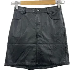 極美品 WEGO ウィゴー 無地 春夏 SS ミニスカート 合成皮革 ブラック レディース LL F【古着】【中古】【送料無料】