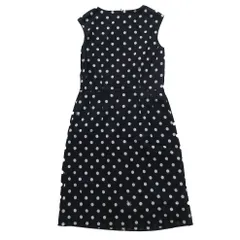 ハナエモリ　ALMA EN ROSE ひざ丈ワンピース　ドット柄　ネイビー　38 ハナエモリALMA EN ROSE ひざ丈ワンピースドット柄ネイビー38