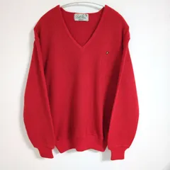 (^w^)b Arnold Palmer アーノルドパーマー レナウン トップス 80s 90s ヴィンテージ ビンテージ セーター ニット おしゃれ  Vネック ワンポイント レッド 赤 メンズ サイズL