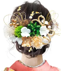 【人気商品】[JZOON] 8色展開 成人式 髪飾り 水引 振袖 着物 卒業式 七五三 浴衣 袴 結婚式 ドライフラワー 造花飾り 和玉 ヘアアクセサリー かすみ草 和装 造花 手作り Y2700