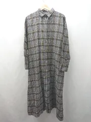 ◇ ◎　⊇ collect by hunch チェック柄　長袖 ロング ワンピース サイズF ブラウン系 レディース E  【1506300028687】