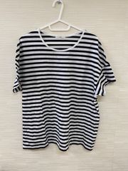 A【A4-66】△A-GIRLS    Lサイズ    Tシャツ　　白黒　ボーダー柄