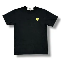 参考上代9570円 PLAY COMME des GARCONS GOLD HEART T-SHIRT ゴールドハートTシャツ 半袖カットソー 刺繍ロゴ プレイコムデギャルソン AZ-T216 ブラック M 86945A7